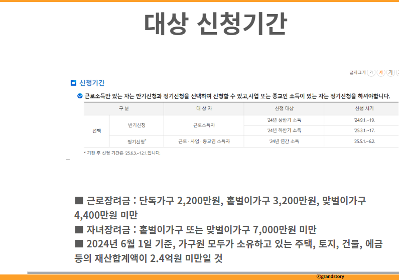 근로자녀장려금 대상 신청기간