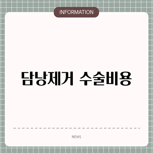 담낭제거 수술비용