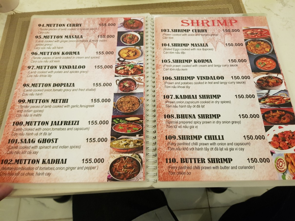 호치민 1군 벤탄시장 인도 음식점 Haveli Indian Restaurant 메뉴(4)