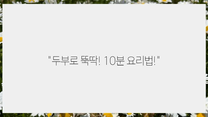 직장인을 위한 간편한 두부 레시피