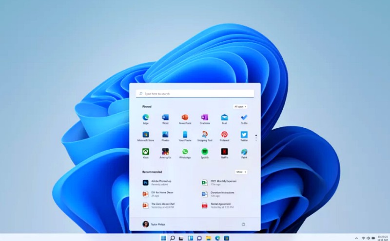 윈도우11 새로운 디자인 및 시작메뉴