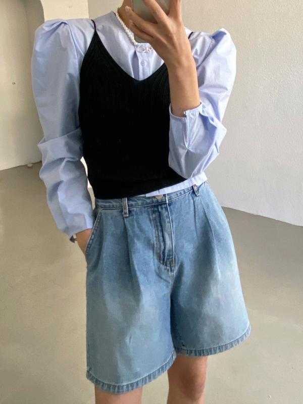브이 골지 뷔스티에 니트 조끼