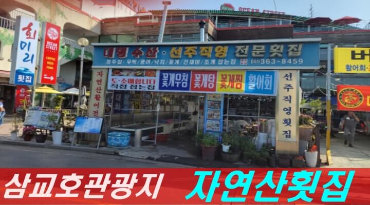 삽교호 관광지 자연산횟집-대명수산 청주집 전경