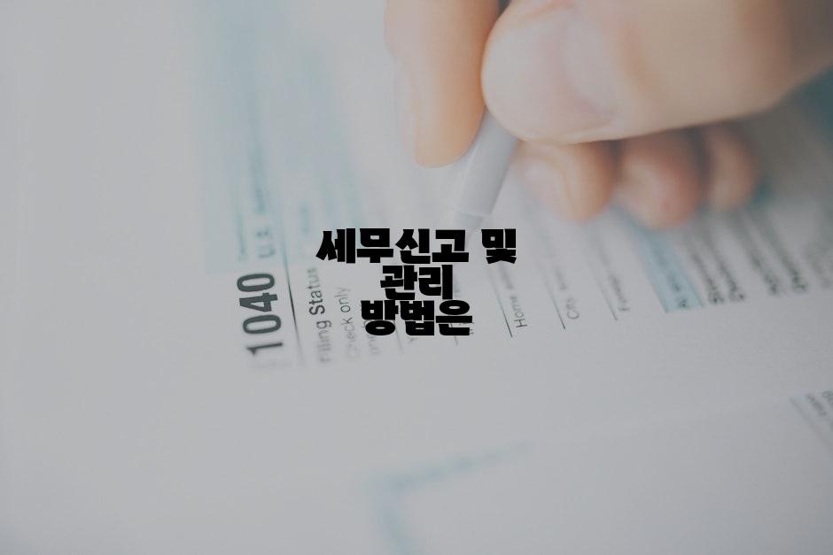 세무신고 및 관리 방법은