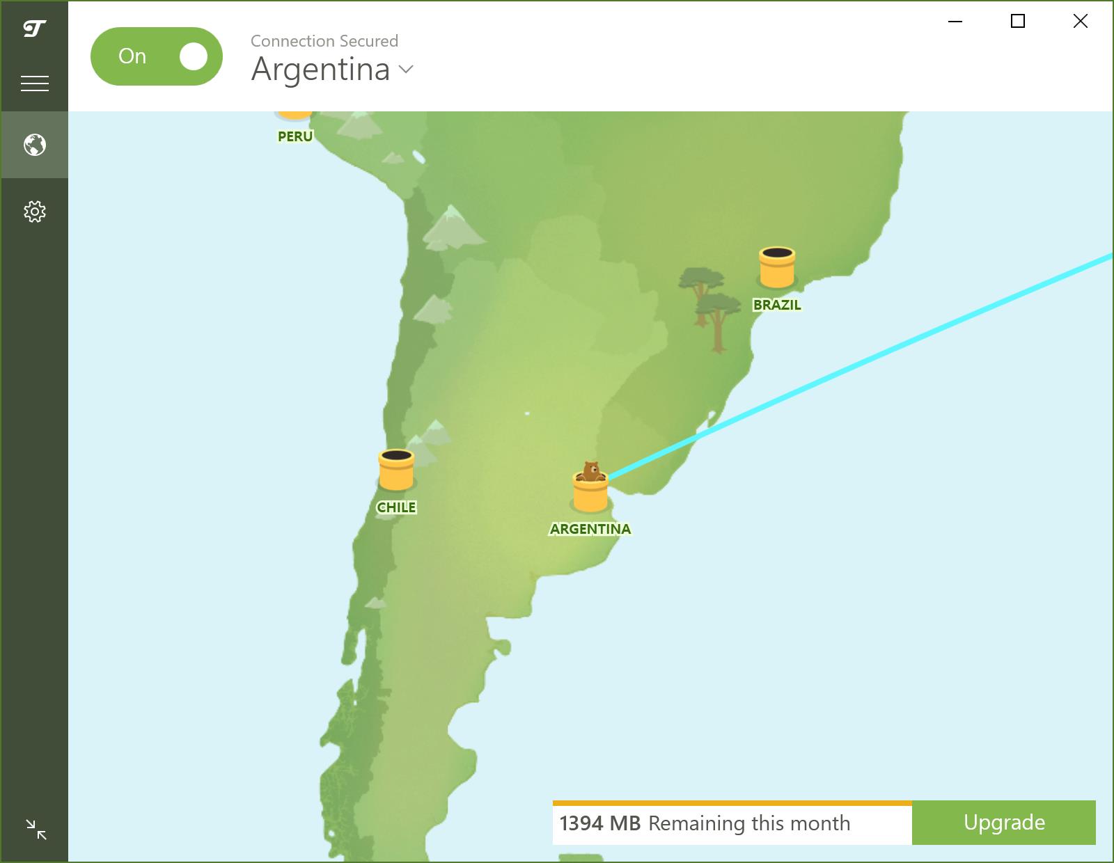 터널 베어 VPN 아르헨티나 국가 변경