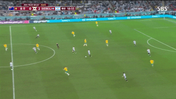 호주 아르헨티나 16강 경기에서 메시 단독드리블