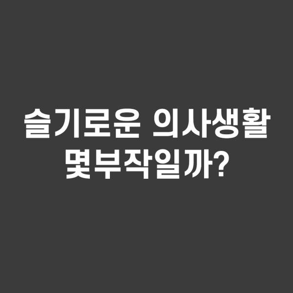  슬기로운 의사생활 몇부작이길래... 주 1회 방송?