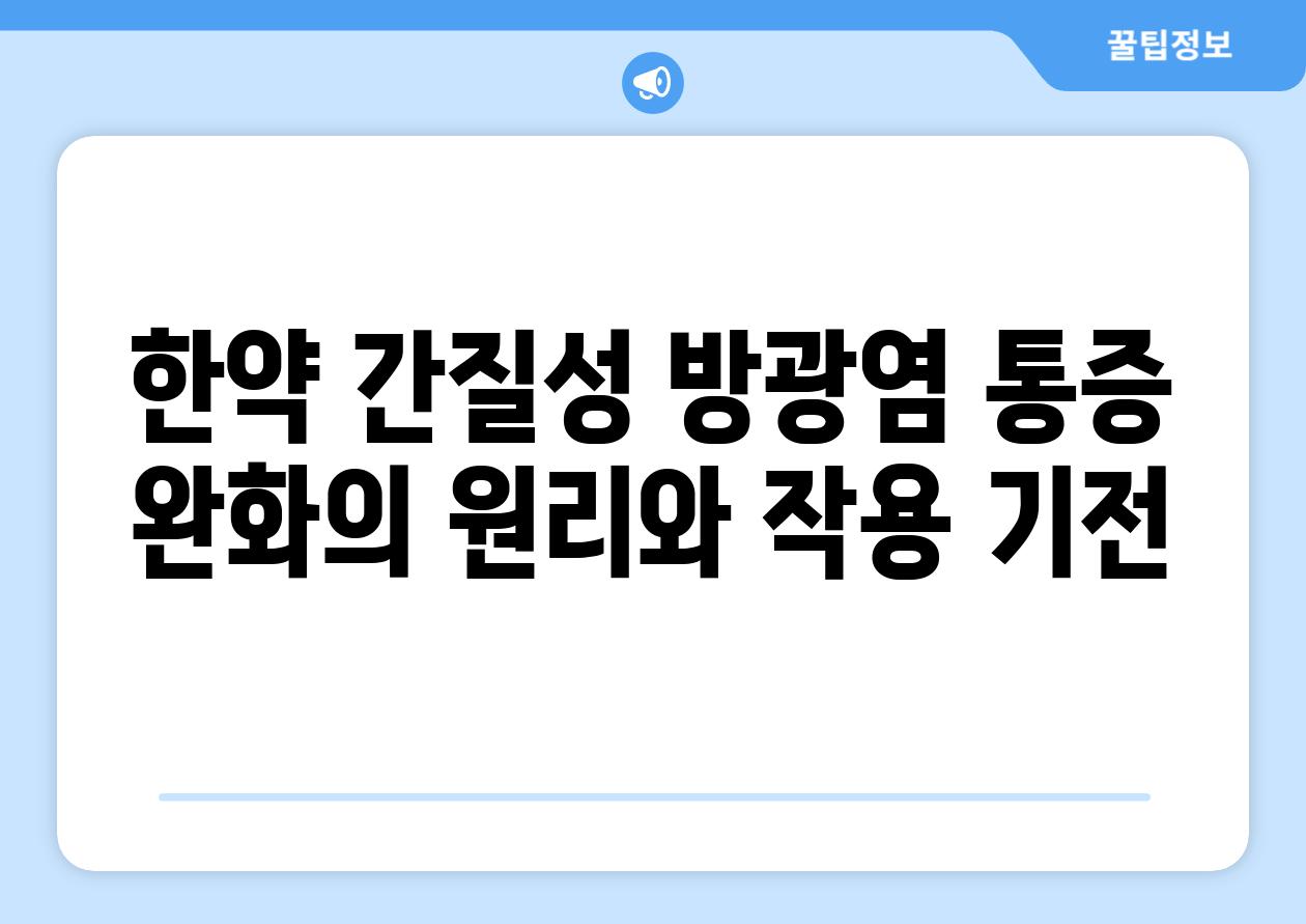 한약 간질성 방광염 통증 완화의 원리와 작용 기전