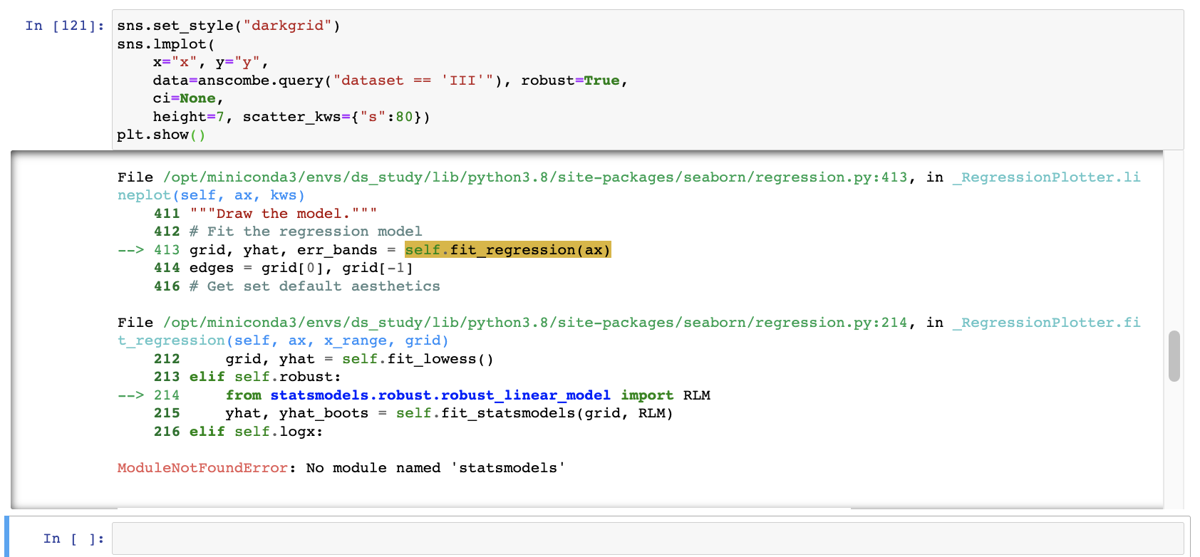 ModuleNotFoundError: No module named 'statsmodels'