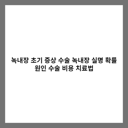 녹내장 초기 증상 수술 녹내장 실명 확률 원인 수술 비용 치료법