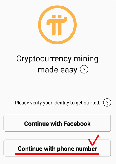 Pi Network sign up with phone number
