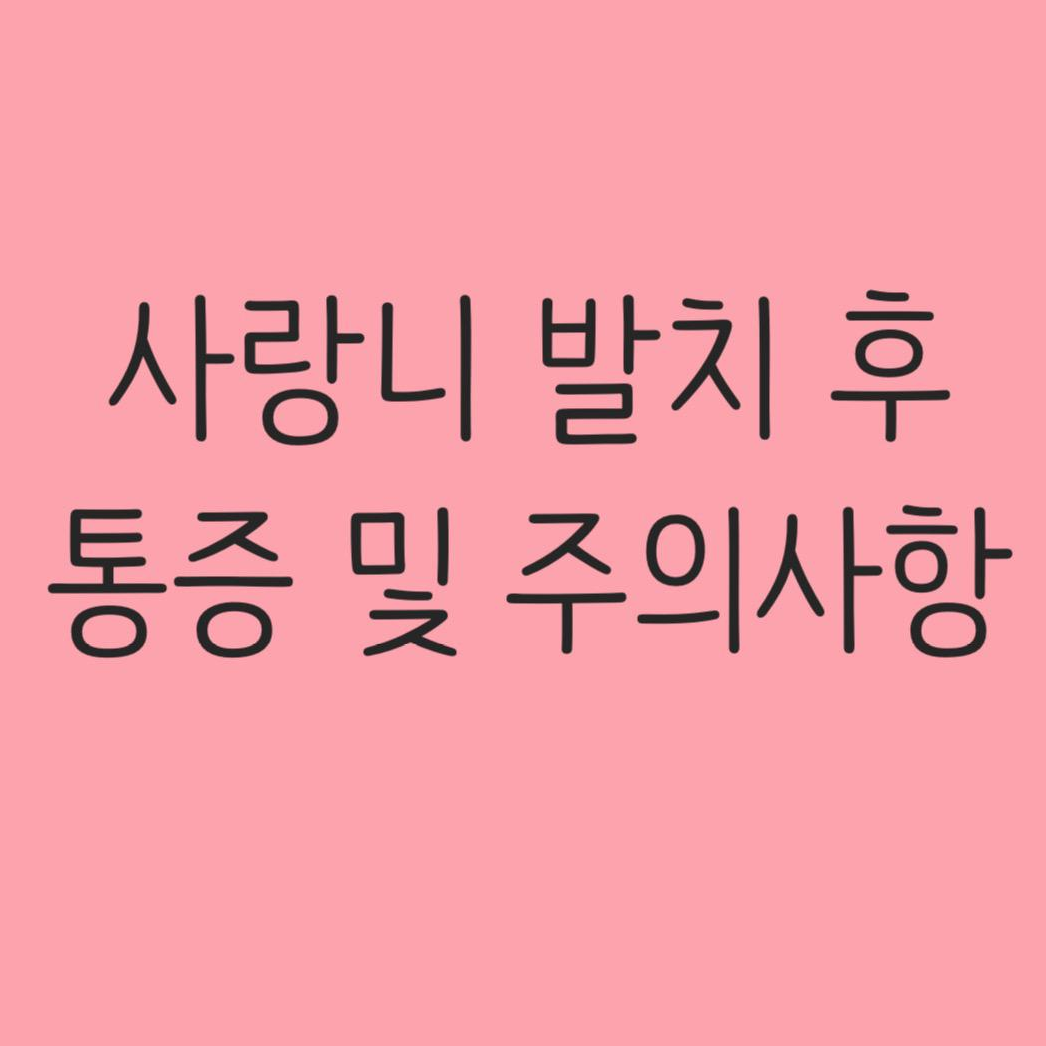  사랑니 발치후 통증 및 주의사항 총정리