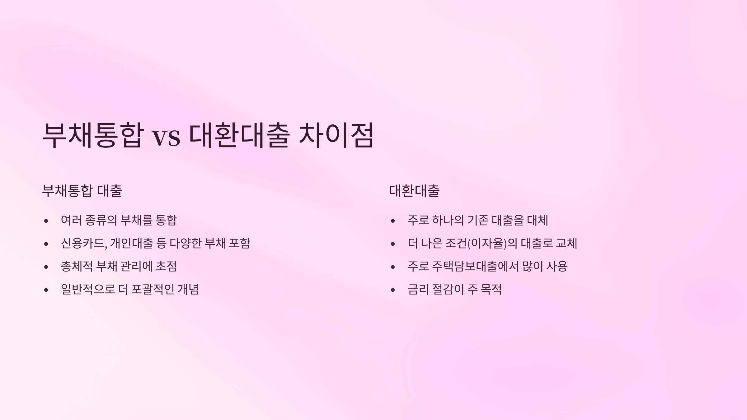 🔄 부채통합 vs 대환대출 차이점