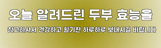  오늘 알려드린 두부 효능을 참고하셔서 건강하고 활기찬 하루하루 보내시길 바랍니다