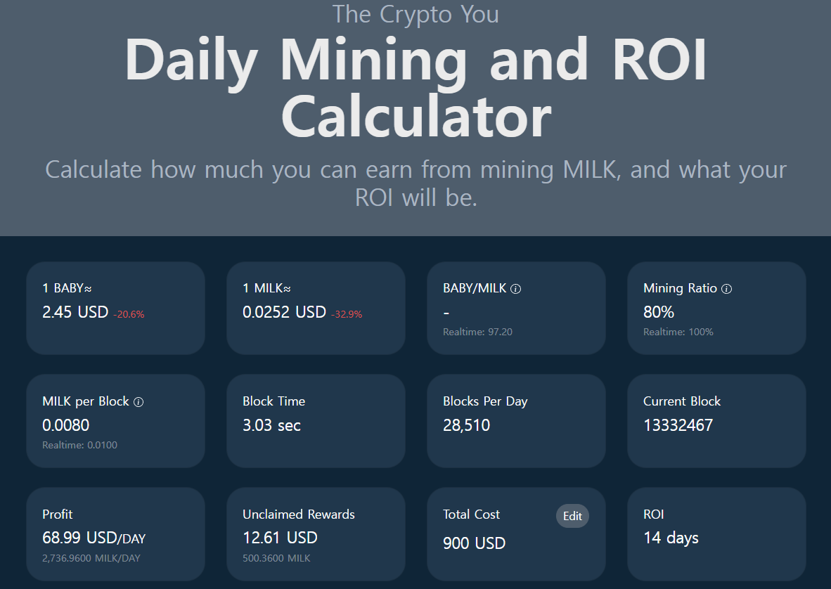  크립토 유(Crypto You), 각종 수익률 계산기 사이트 공유
