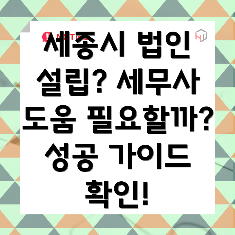 세종시 법인 설립 세무사