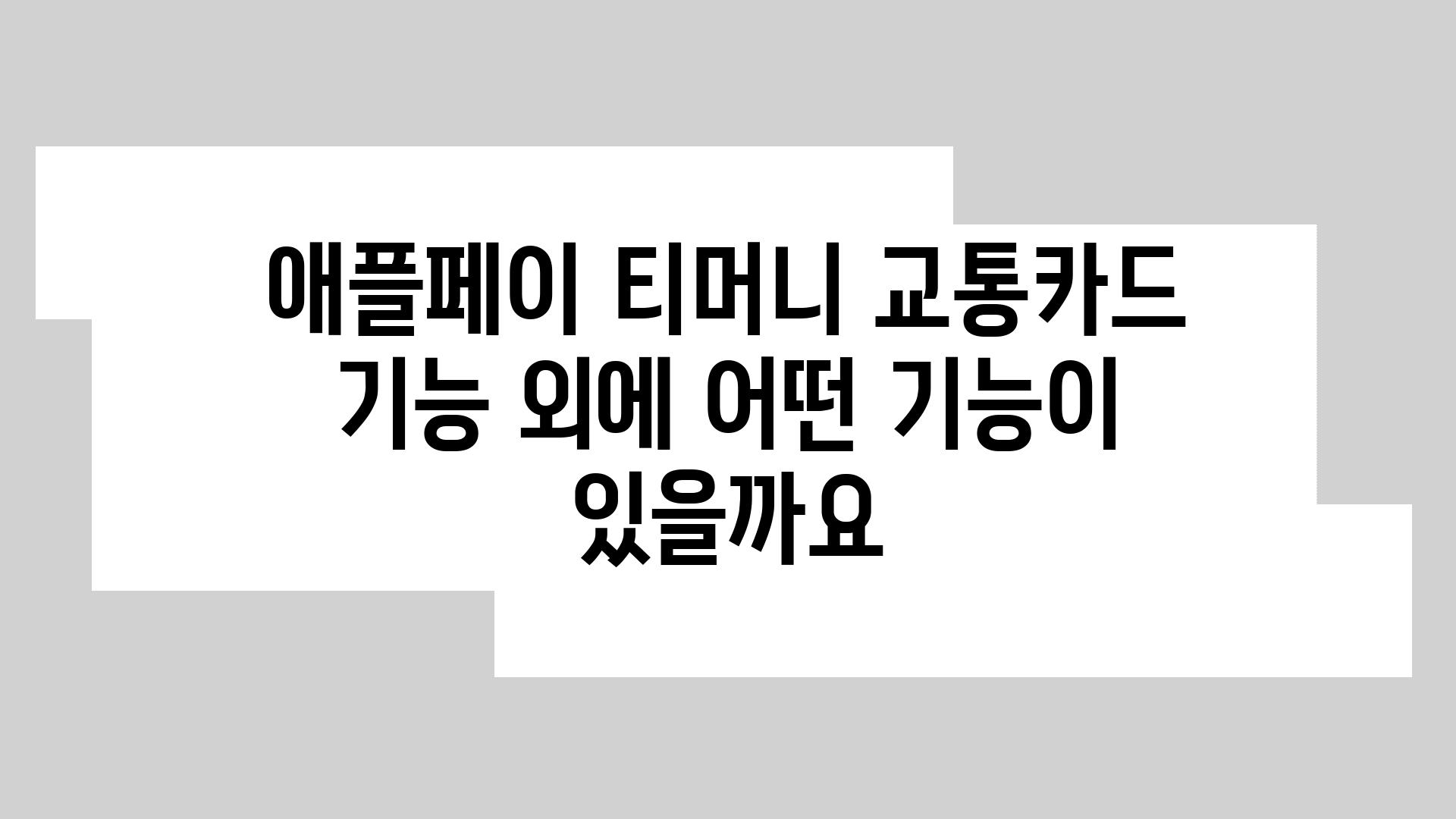 애플페이 티머니 교통카드 기능 외에 어떤 기능이 있을까요