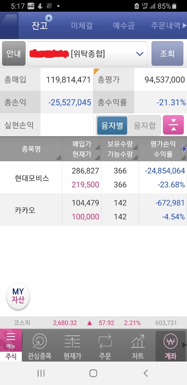  주식 개미 불타기와 물타기 반복하는 나의 주식 계좌 일기장.