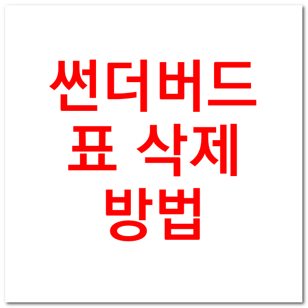  썬더버드 표 테이블 삭제방법 최초공개