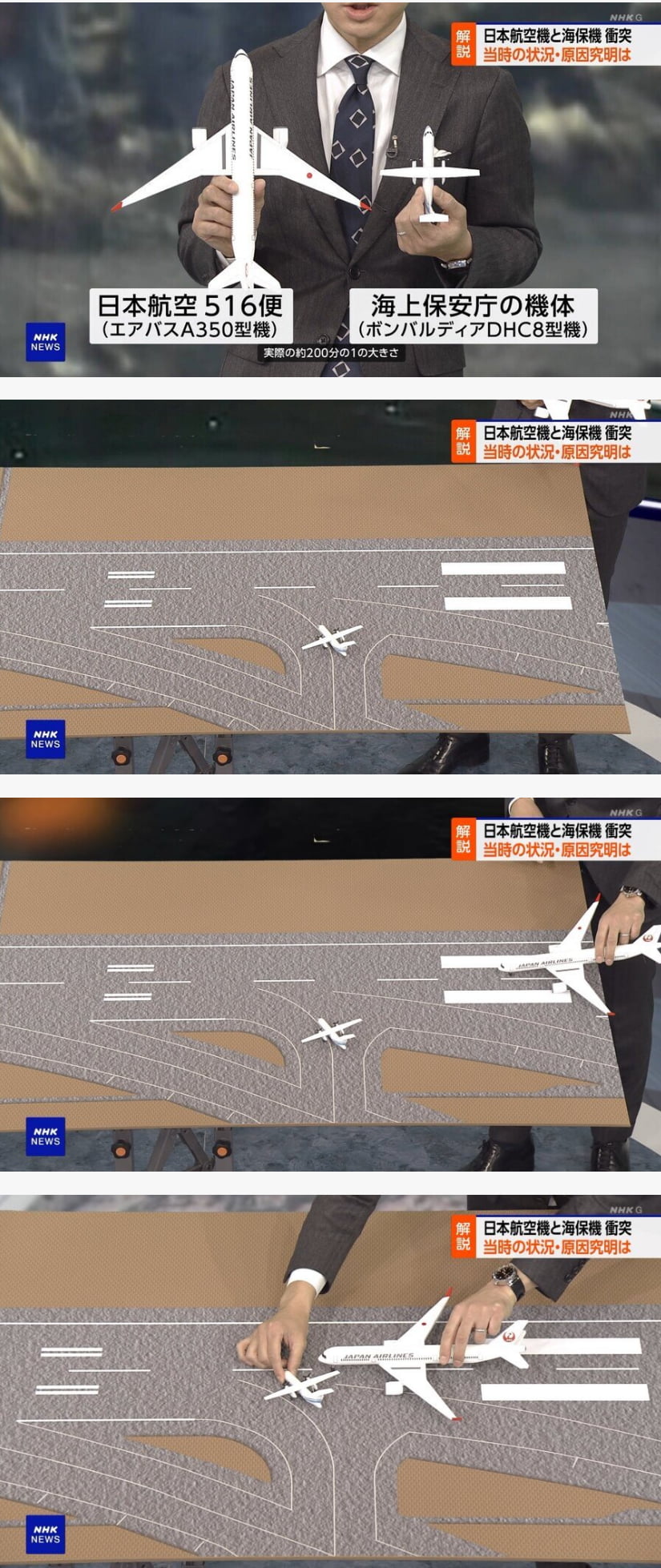 일본 NHK 방송국 근황&#44; 하네다 공항 항공기 충돌사고 뉴스 방송