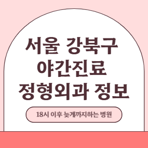 서울 강북구 야간진료 정형외과 병원 (18시 이후 늦게까지하는 병원)