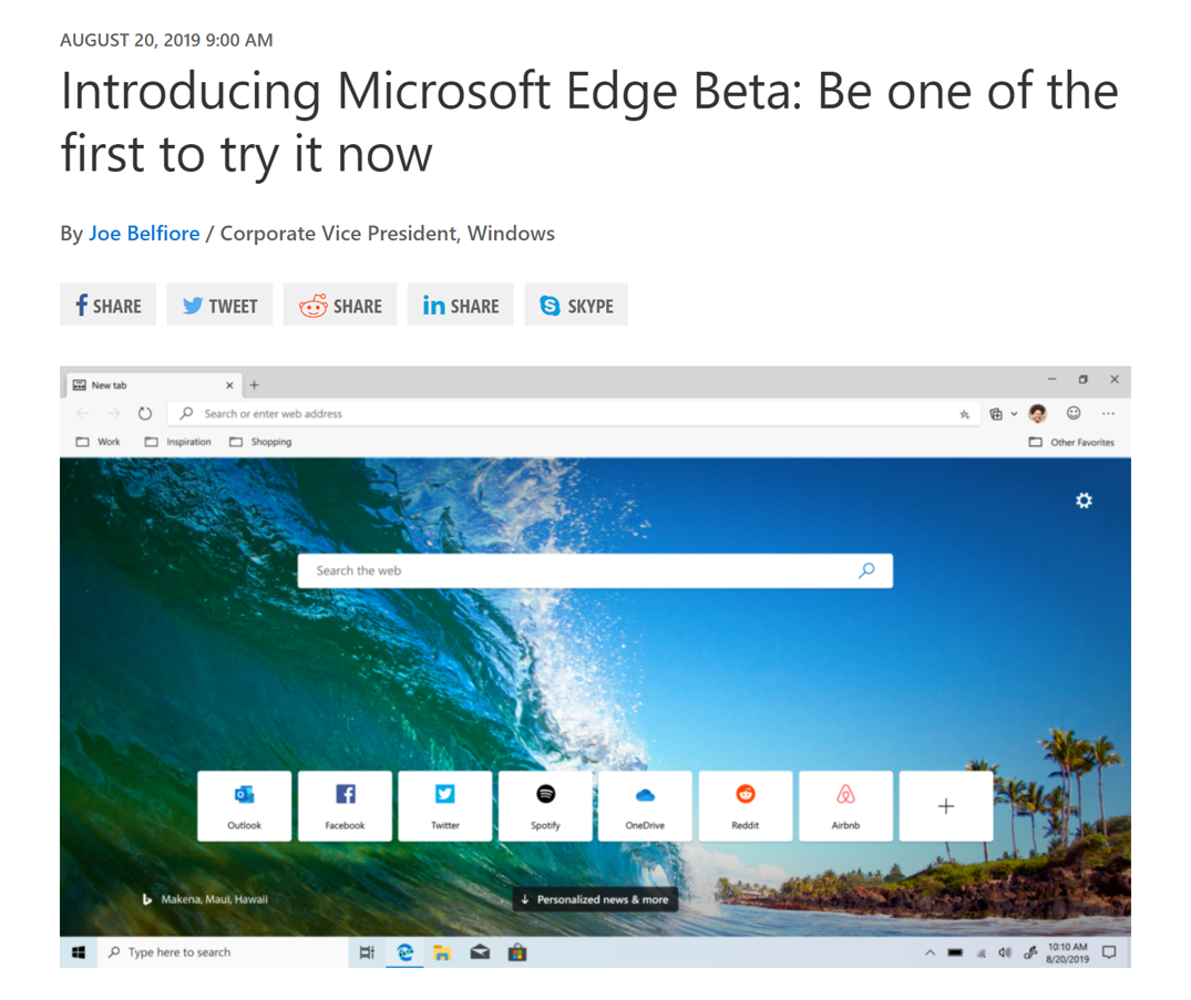 Introducing Microsoft Edge Beta: Be one of the first to try it now