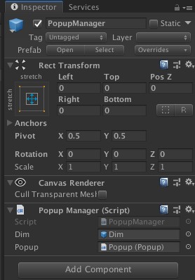 Unity PopupManager Transform 구성