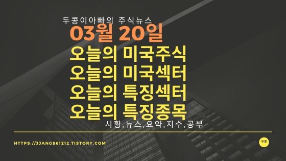  20년 03월 20일 미국증시,특징섹터,특징종목,미국섹터