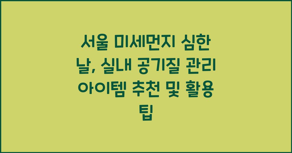 서울 미세먼지 심한 날 실내 공기질 관리 아이템 추천