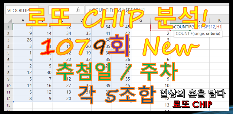  로또 1079회 예상번호 분석 10조합 (추첨일+주차data)