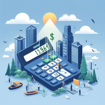 "A person standing on a boat, navigating through a fantasy world with a laptop and papers around."