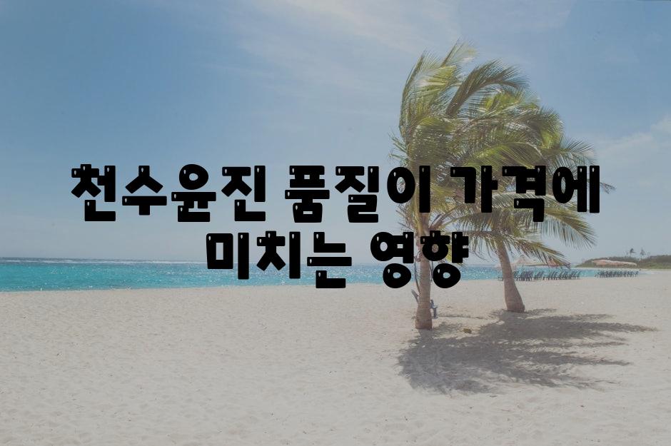 천수윤진 품질이 가격에 미치는 영향