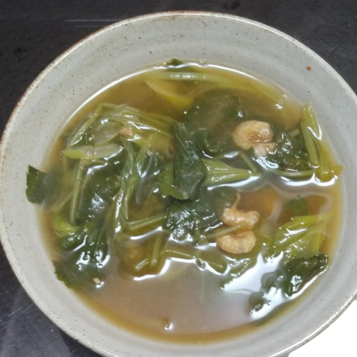  건새우 아욱된장국  건새우 마늘종볶음