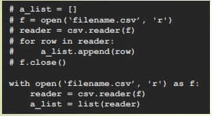 CSV 파일 -&gt; 리스트로 로딩하기