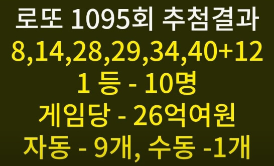 로또 1095회 추첨 결과