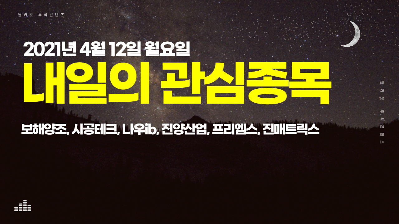  이재명 윤석열 관련주 - 2021년 4월 12일 내일의 관심종목
