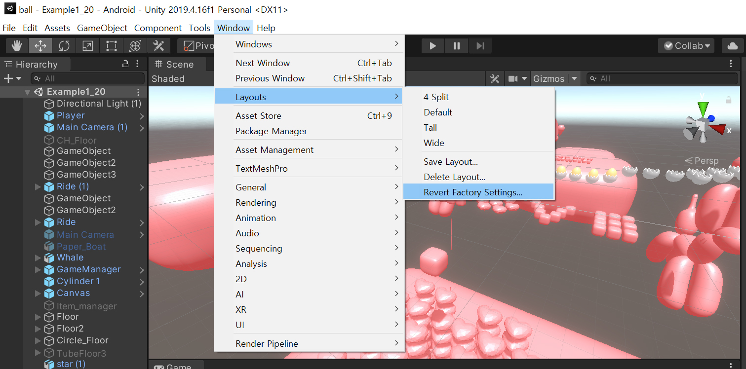  [유니티 에러] Unity Error / Invalid editor window UnityEditor.FallbackEditorWindow UnityEditor.EditorApplicationLayout:FinalizePlaymodeLayout()