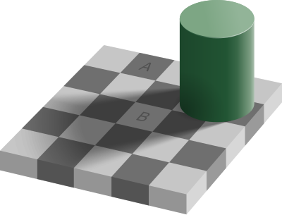 Checkered shadow illusion