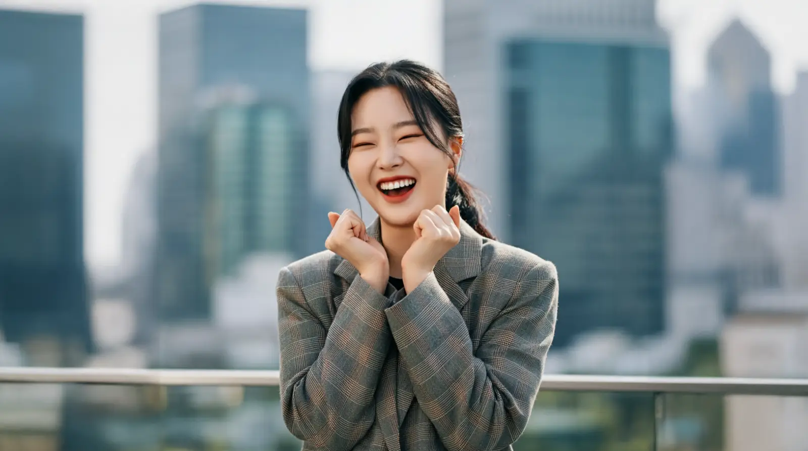 기뻐하는 여성