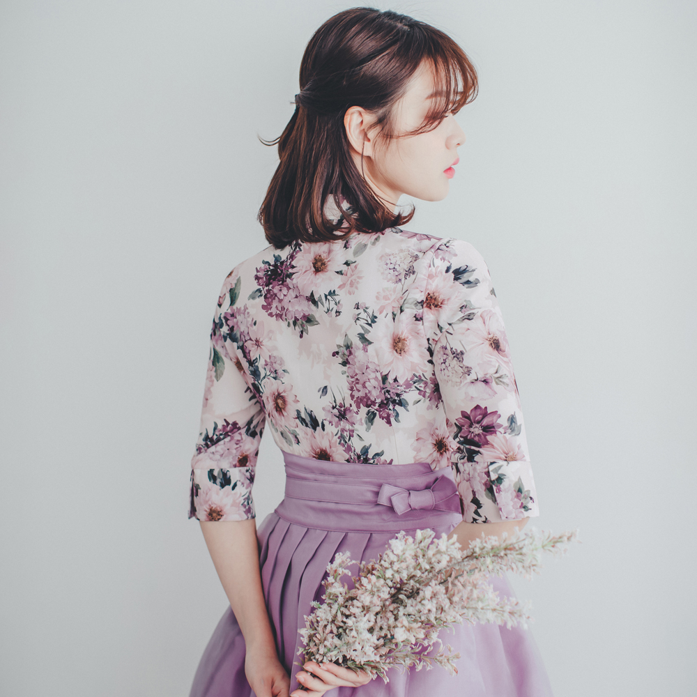 봄여름 생활한복 철릭원피스 꽃걸음 라벤더 수설화