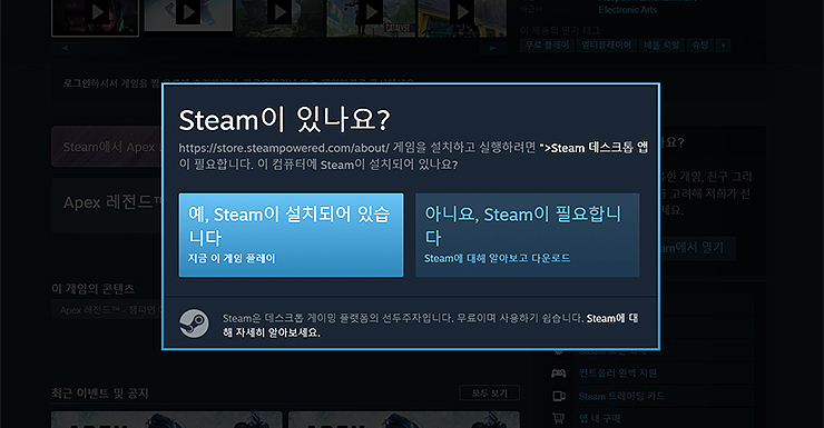 steam-설치-여부-레이어-팝업-창