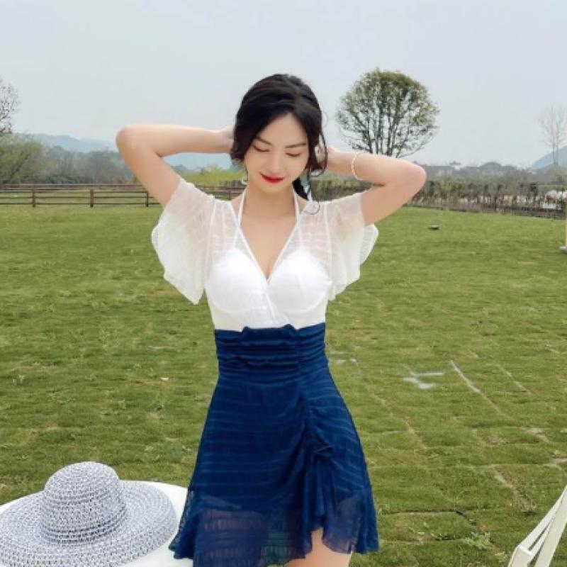 -5KG 투톤 셔링 모노키니 여성 원피스 수영복