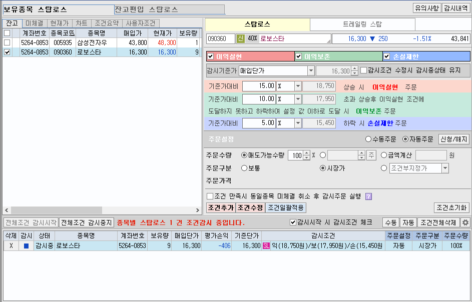  스탑로스(STOPLOSS) 사용법, 자동으로 매도하기