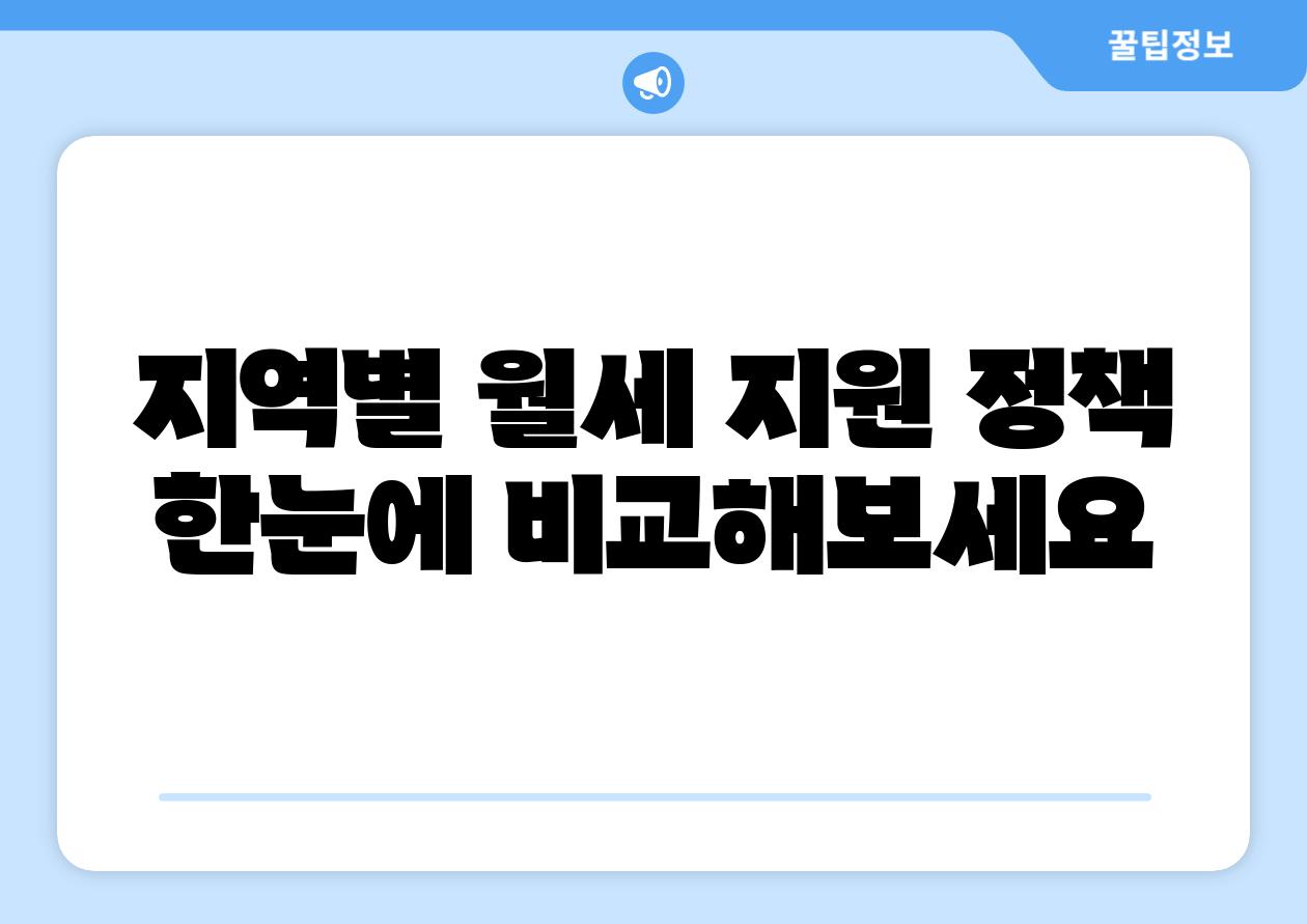 지역별 월세 지원 정책 한눈에 비교해보세요