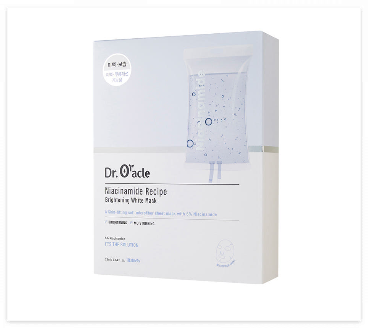 닥터오라클 나이아신아마이드 레시피 브라이트닝 화이트 마스크(Dr. Oracle Niacinamaid Receipe Brightening White Mask) 미백 마스크팩&amp;#44; 피부 진정 마스크팩&amp;#44; 보습 마스크팩