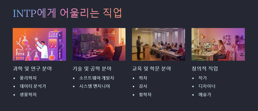 INTP에 어울리는 직업