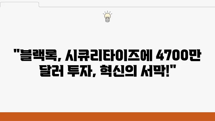 블랙록 RWA 대표주자 시큐리타이즈에 4700만 달러 투자유치