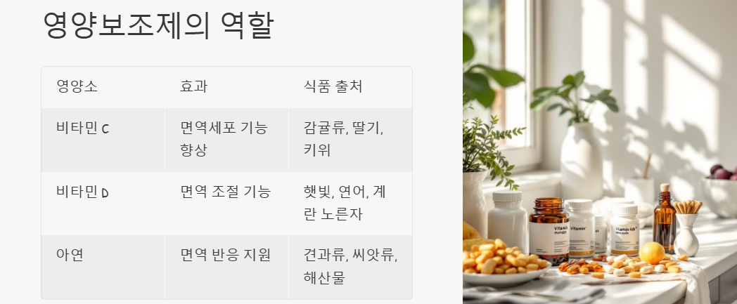 면역력 증대(강화,개선,확대) 방법: 생활습관,식습관,운동,영양보조제
