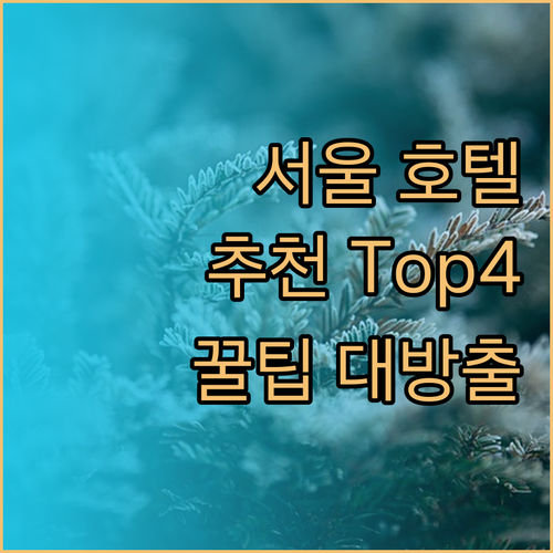 서울 호텔 추천Top4! 솔직 리뷰와