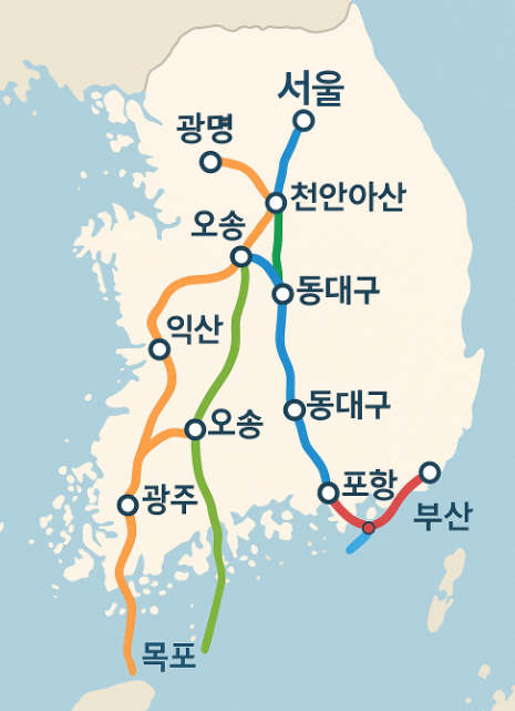 전국 KTX 노선도
